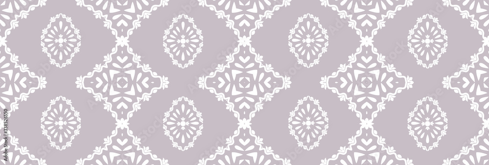 Flower damask ornate seamless pattern. Vector surface design for fabric, apparel textile, book, interior, wallpaper background