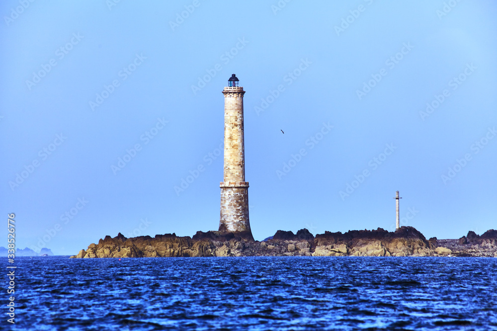 Héaux de Bréhat lighthouse on a clear day. France. Brittany