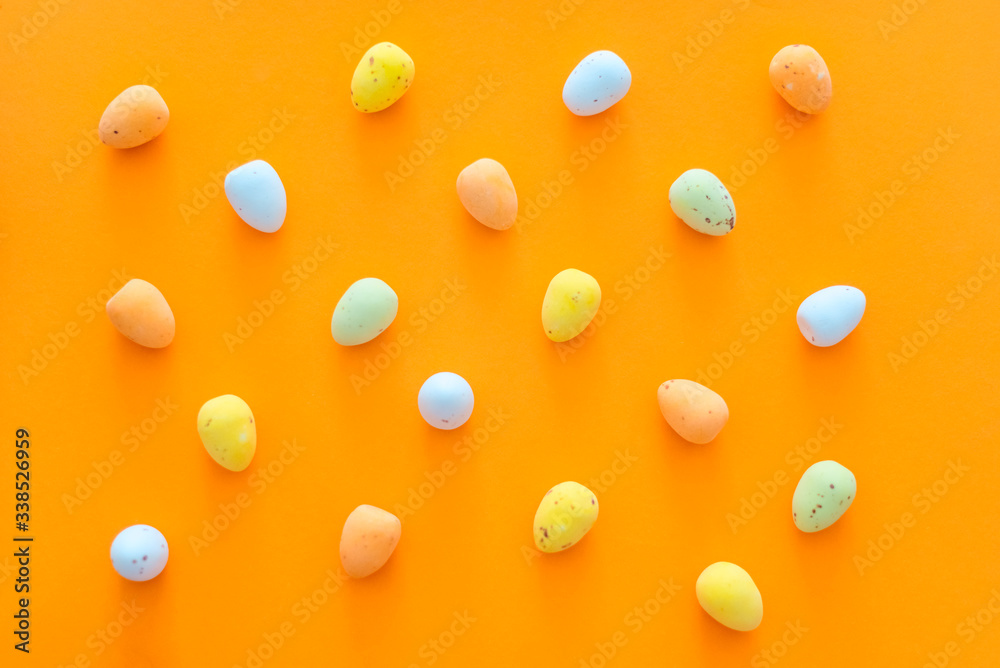 Easter eggs on the orange background closeup copy spase Easter eggs on the orange background closeup copy spase