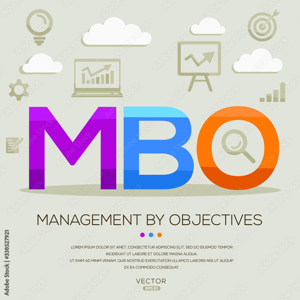 Fototapeta premium MBO mean (management by objectives) ,letters and icons,Vector illustration.