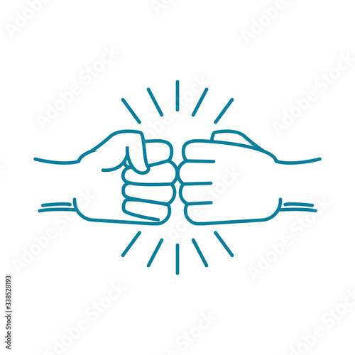 happy friendship day celebration two fists together line style icon