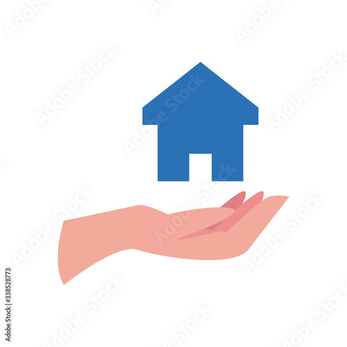 charity donations concept  hand and house icon  flat style