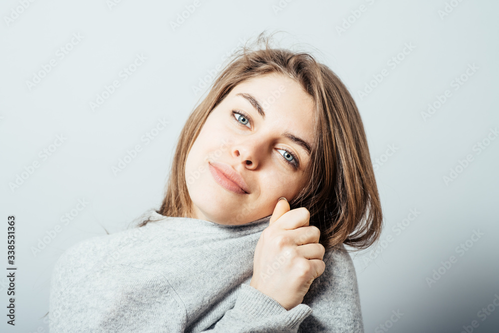 friendly smiling young woman portrait studio shot friendly smiling young woman portrait studio shot