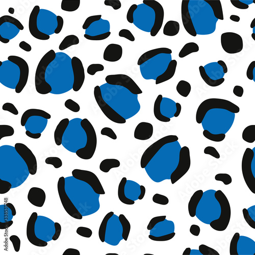 blue leopard fur seamless pattern vector