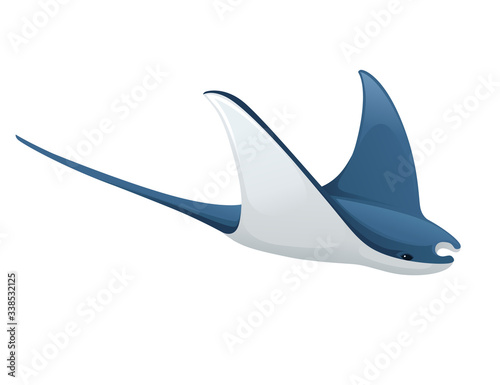 Valokuvatapetti Manta ray underwater giant animal with wings simple cartoon character design fla