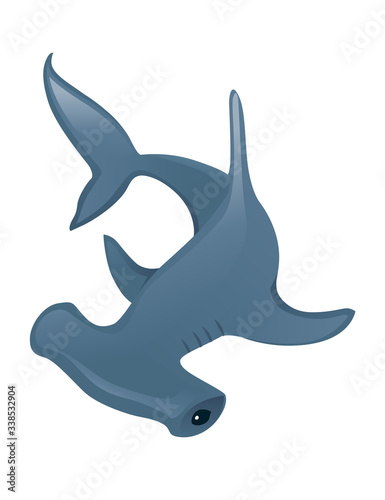 Hammerhead shark underwater giant animal simple cartoon character design flat vector illustration isolated on white background