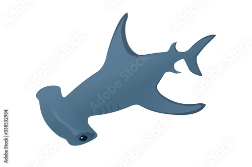 Hammerhead shark underwater giant animal simple cartoon character design flat vector illustration isolated on white background