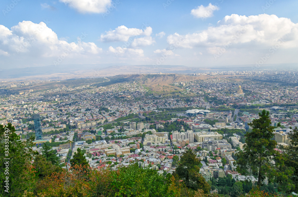 panoramic top view of the center of Tbilisi