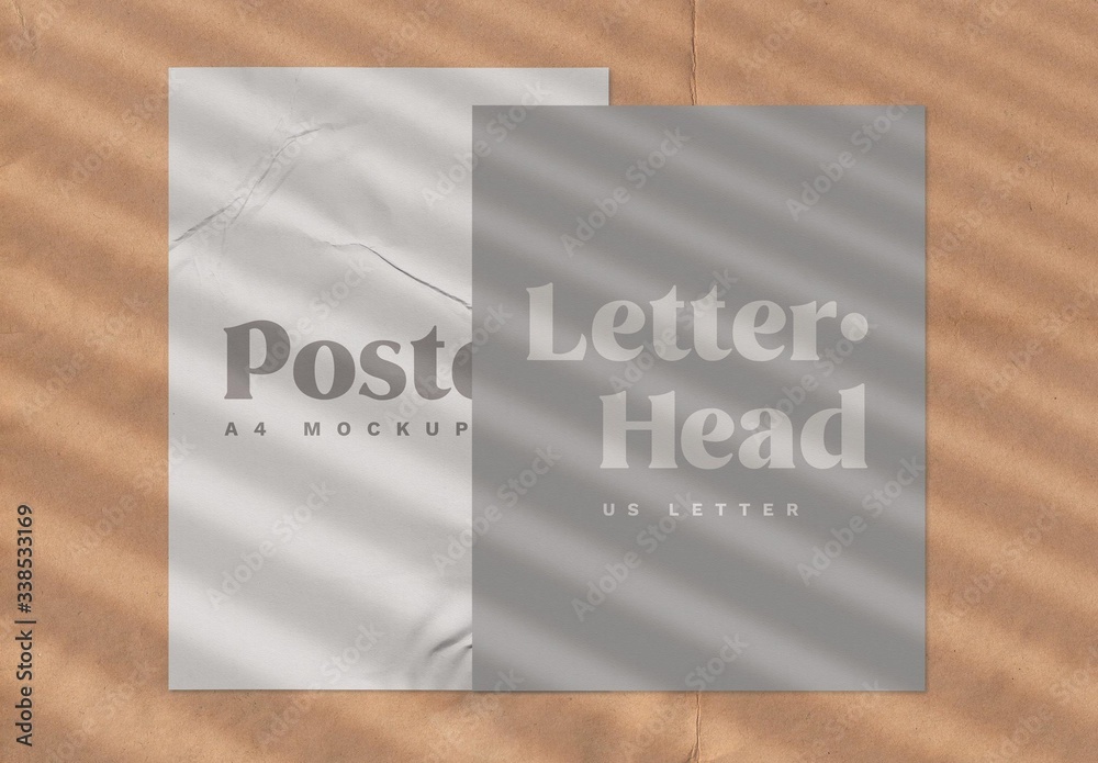 Posters Using Shadow Shadow Overlay on Posters Mockup Set Stock Template | Adobe Stock