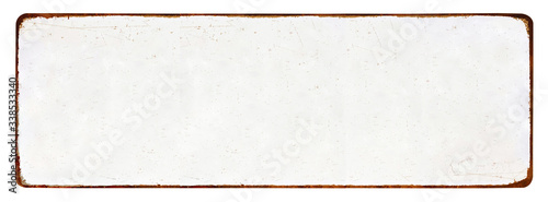 Photos White antique vintage enamel grunge metal sign or panel mockup or mock up template isolated  on white background including clipping path
