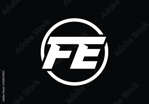 FE Initial Monogram Bold Lettering in Circle on Black Background Company Branding