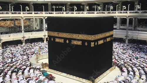 Muslims are Praying Jumah Prayer at Kaaba Performing Sujood