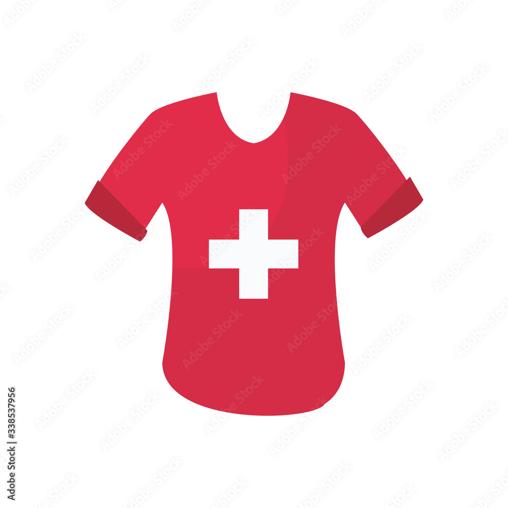 Obraz premium charity donations concept, tshirt with medical cross icon, flat style