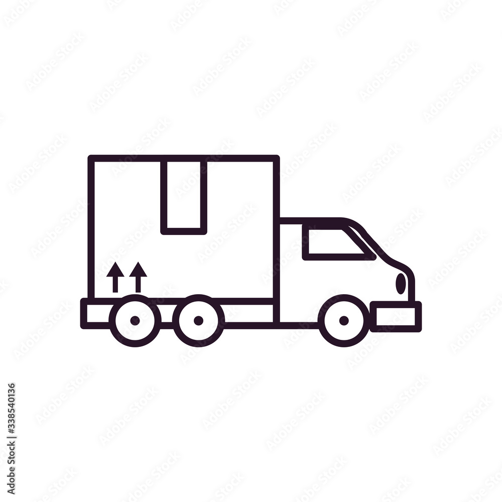 cargo truck with box icon, line style