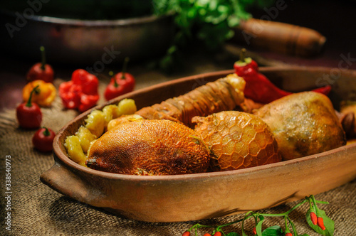 Cuadro en lienzo Typical food from northeastern Brazil, the buchada de bode is made with goat vis