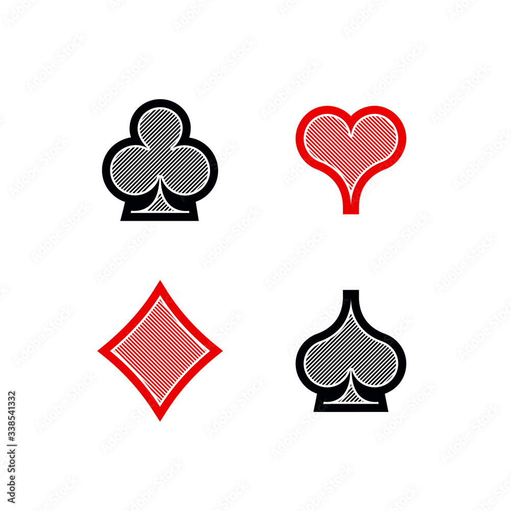 Set diamonds clovers hearts spades Four Playing card suits icons
