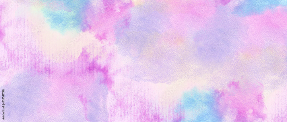 Abstract blue pink watercolor gradient paint  texture background.