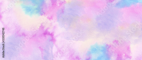 Abstract blue pink watercolor gradient paint texture background.