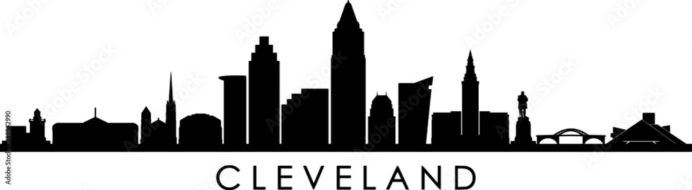 Naklejka premium CLEVELAND OHIO City Skyline Silhouette Cityscape Vector