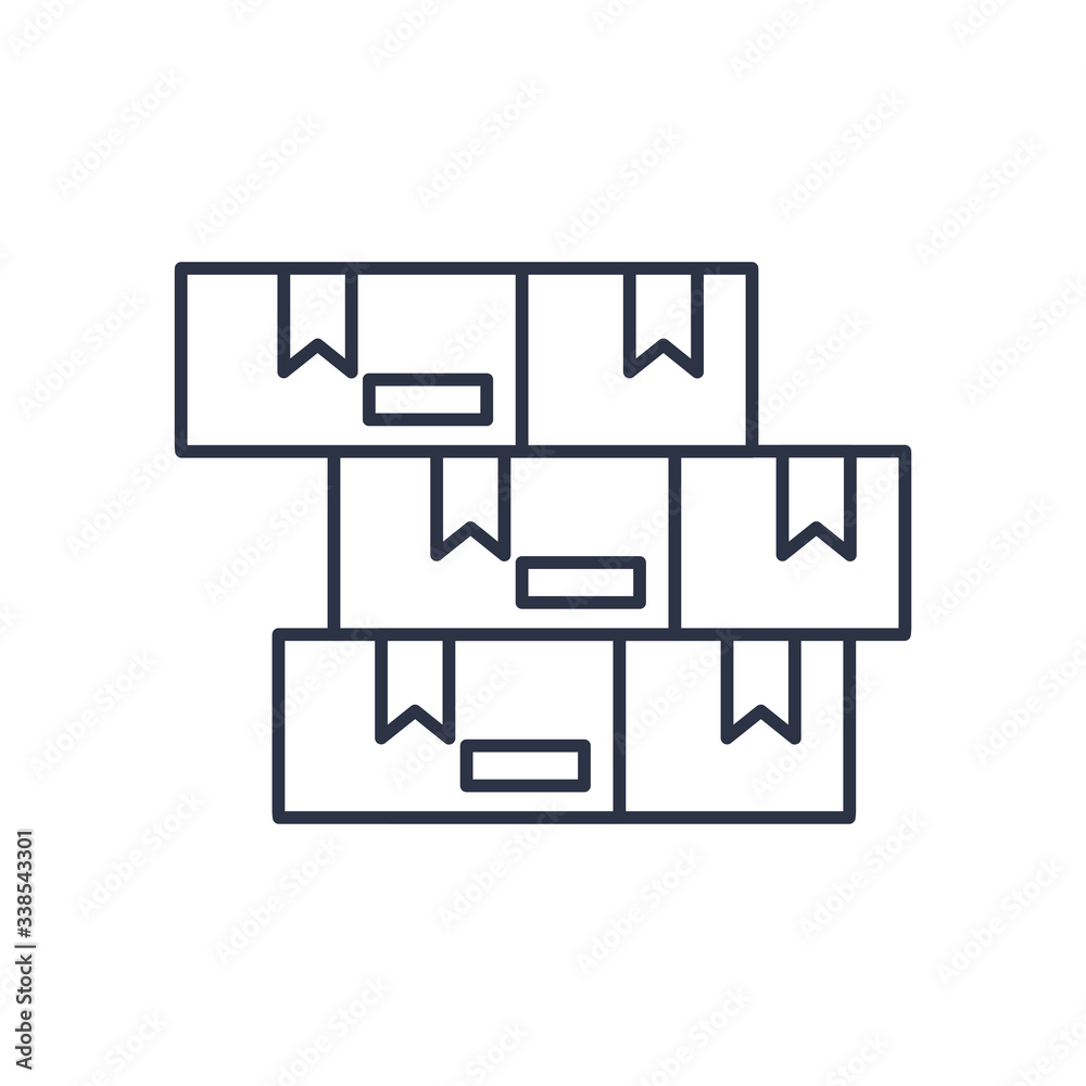 charity donations concept, food boxes icon, line style