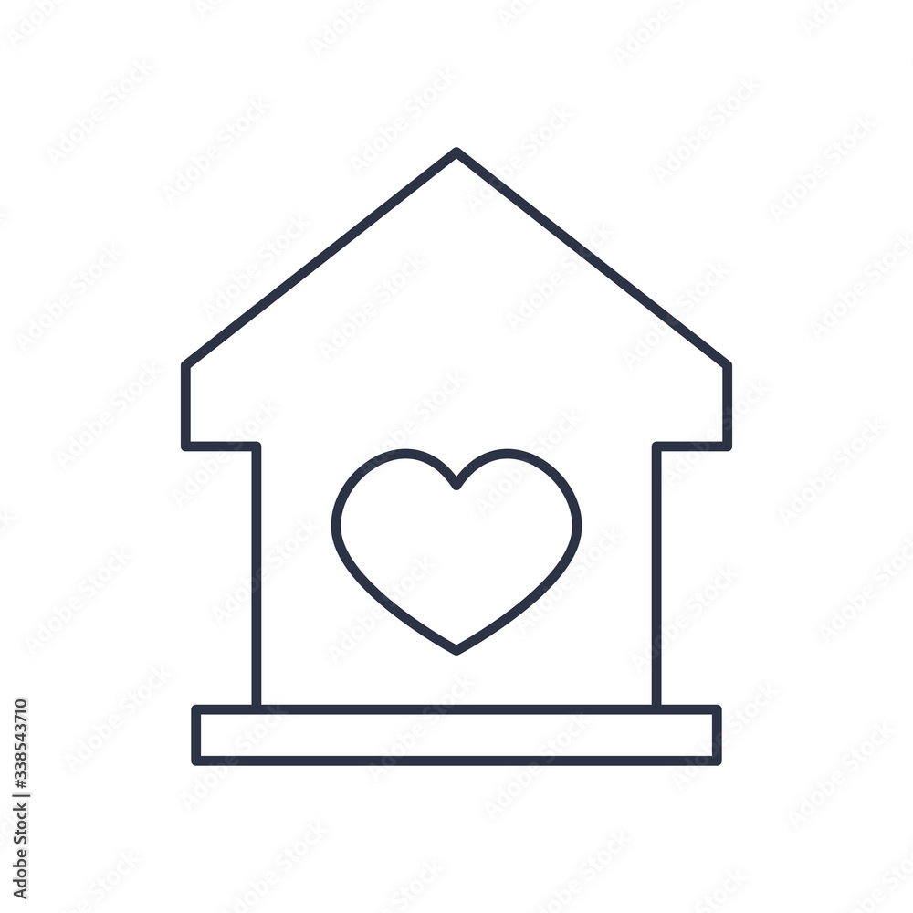 charity donations concept, house with heart icon, line style charity donations concept, house with heart icon, line style