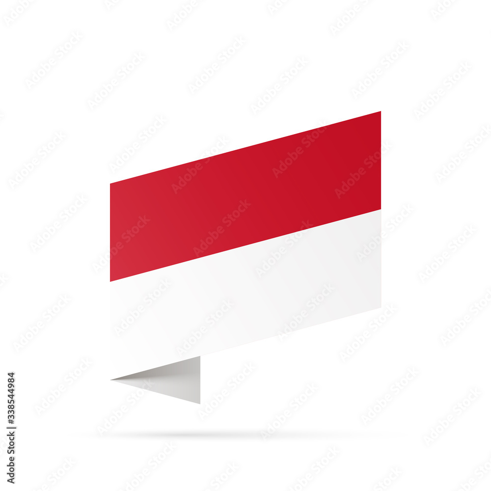 Indonesia flag state symbol isolated on background national banner. Greeting card National Independence Day of the Republic of Indonesia. Illustration banner with realistic state flag.