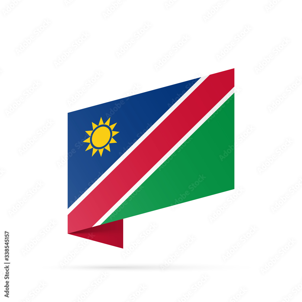 Namibia flag state symbol isolated on background national banner. Greeting card National Independence Day of the Republic of Namibia. Illustration banner with realistic state flag. Namibia flag state symbol isolated on background national banner. Greeting card National Independence Day of the Republic of Namibia. Illustration banner with realistic state flag.