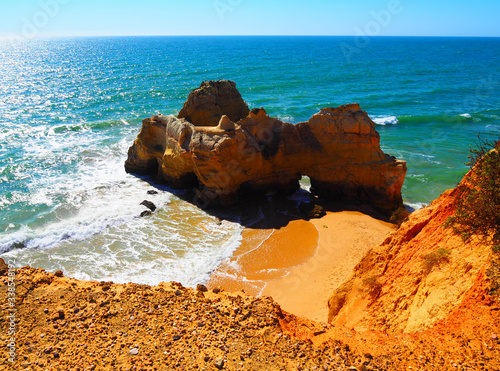 View of Praia dos Careanos beach in Portimao, Algarve, Portugal photo