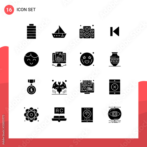 16 Solid Glyph concept for Websites Mobile and Apps baby, media, music, control, back photo