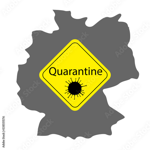 Map of Germany and the power of the coronavirus, vector graphics.