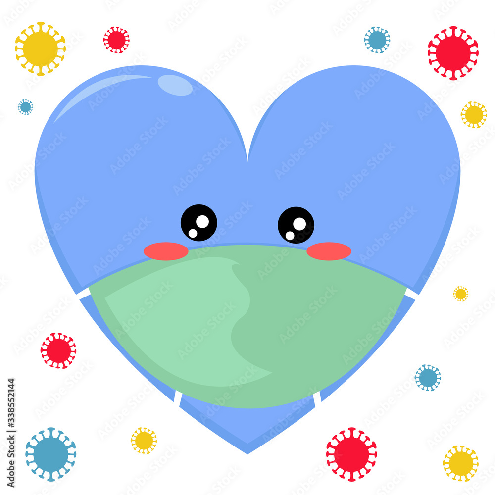 Blue Love Character Wear a Face Mask Blue Love Character Wear a Face Mask