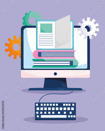 education online, computer ebooks and keyboard learn
