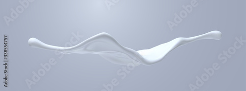 Creamy white liquid splash. Vector realistic 3d illustration. Flowing milk. Melted and dripping protein substance. Isolated splashing cream. Decoration element for cosmetics or food industry design photo