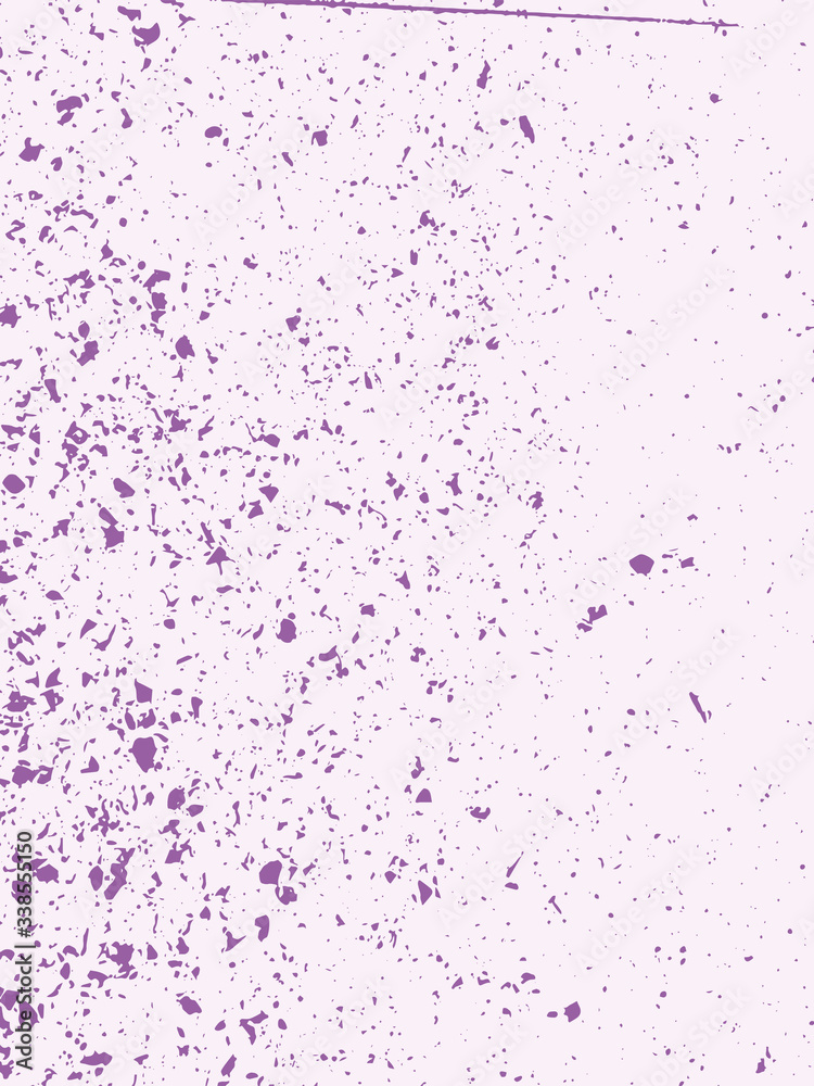 Purple terrazzo texture background. Distressed vector overlay pattern of tiny stones.