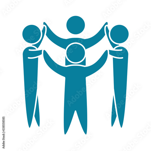happy friendship day celebration people together holding hands silhouette style icon