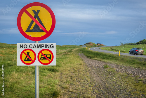 No camping and overnight stay next to road near Hofn town, Iceland