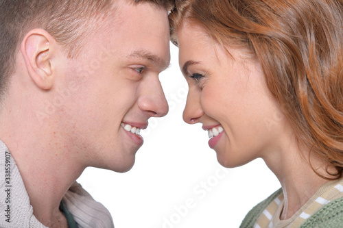 Close up portrait of beautiful woman and man