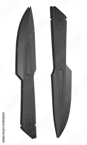 Two isolated realistic throwing knives