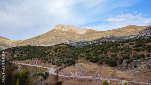 Panoramic view of rocky mountain range in Granada, southern Spain