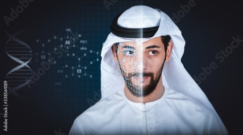 Photography Facial recognition system, concept
