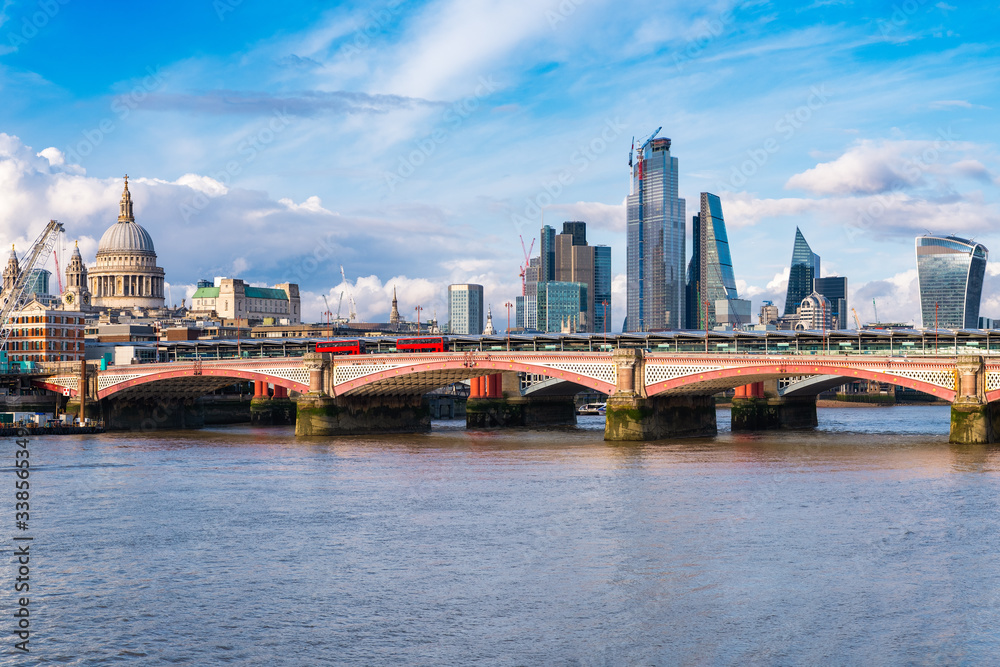 View of London with Blackfriars Bridge, the City and the river Thames