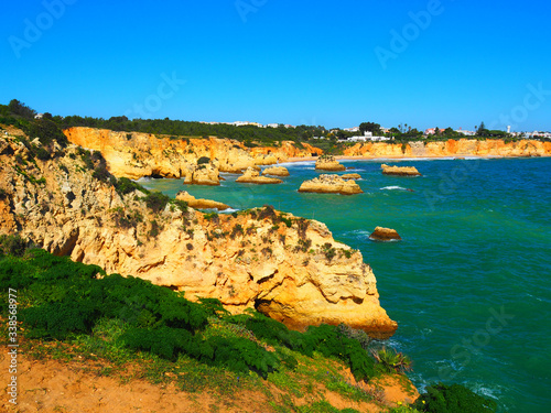 Landscape of the coast in Portimao, Algarve, Portugal