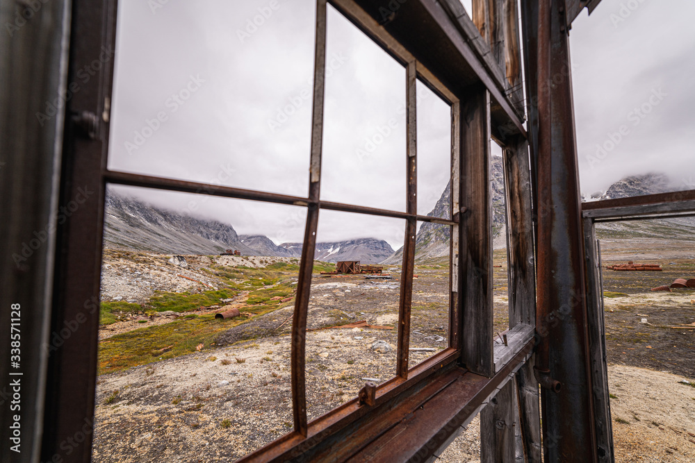 An incredible view from a collapsing airplane hanger in Greenland. An incredible view from a collapsing airplane hanger in Greenland.