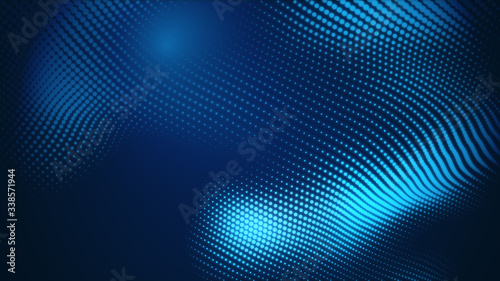 Dot blue wave light screen gradient texture background. Abstract  technology big data digital background. 3d rendering.