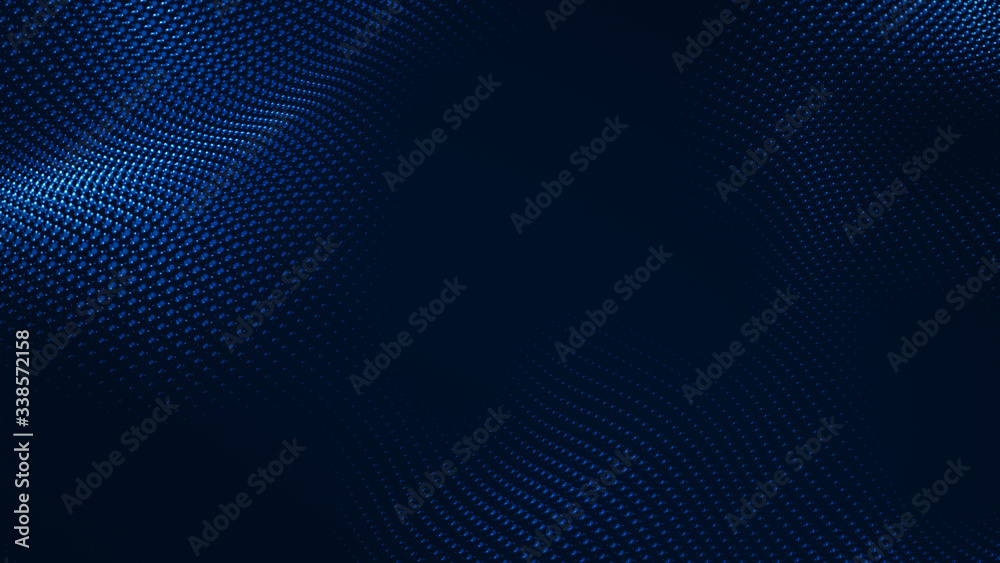 Dot white blue wave light screen gradient texture background. Abstract  technology big data digital background. 3d rendering.