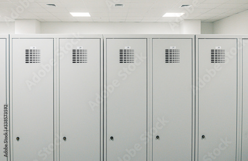 White lockers in a changing room