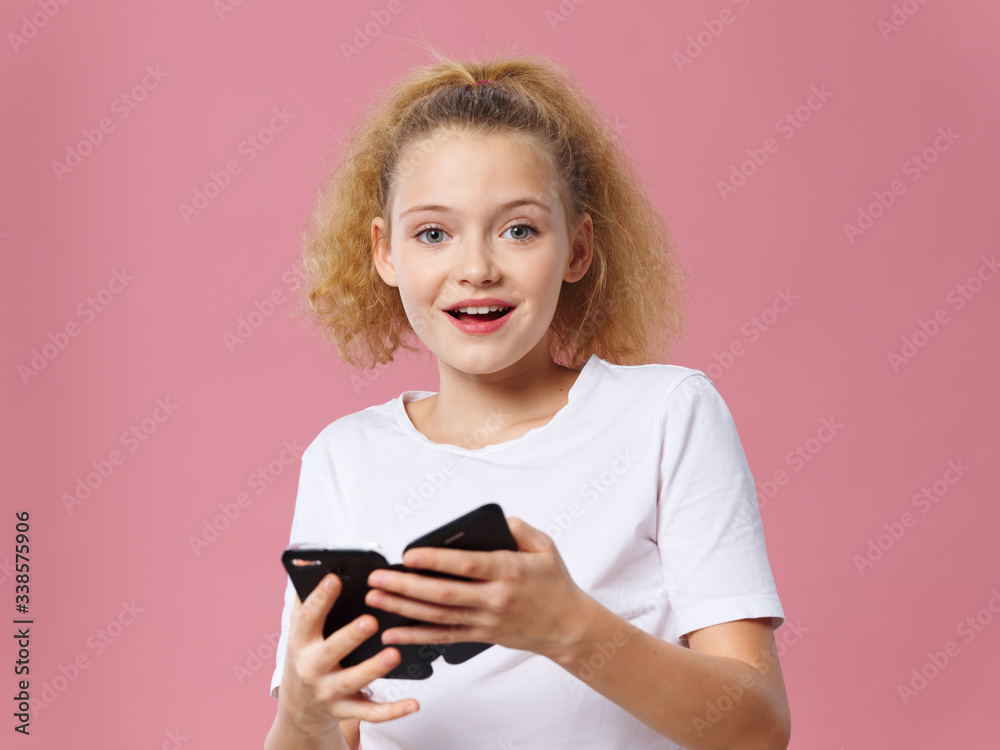 little girl with mobile phone