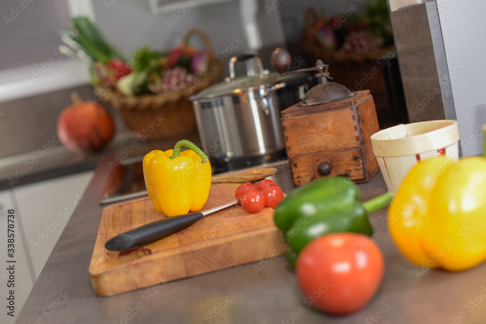 preparing a vegetarian meal in the kitchen preparing a vegetarian meal in the kitchen