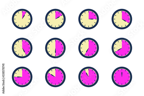 Timer, clock, stopwatch isolated set icons. Label time symbol Vector illustration