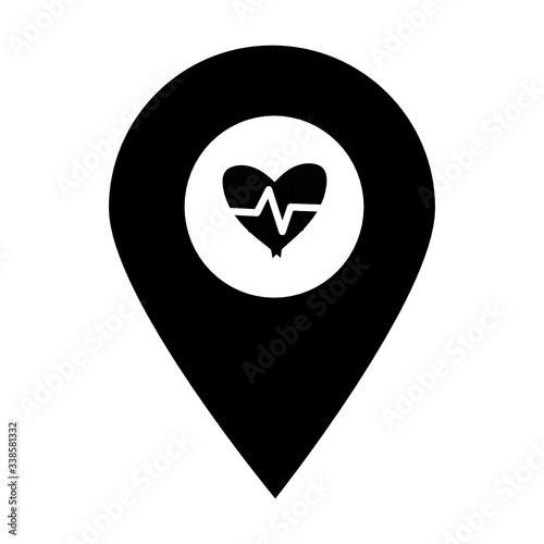 Heartbeat location map pin icon. Element of map point for mobile concept and web apps. Icon for website design and development, app development. Premium hospital, clinic, pharmacy icon
